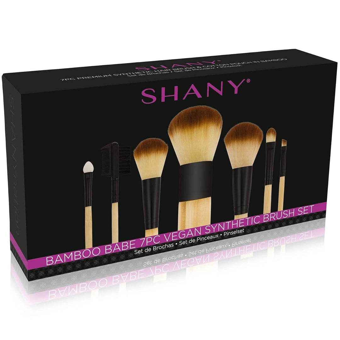SHANY Bamboo Makeup Brush Set - Vegan Professional Makeup Brushes with Premium Synthetic Hair & Cotton Pouch for Easy Brush Storage - 7Pc - Absolute Discounts