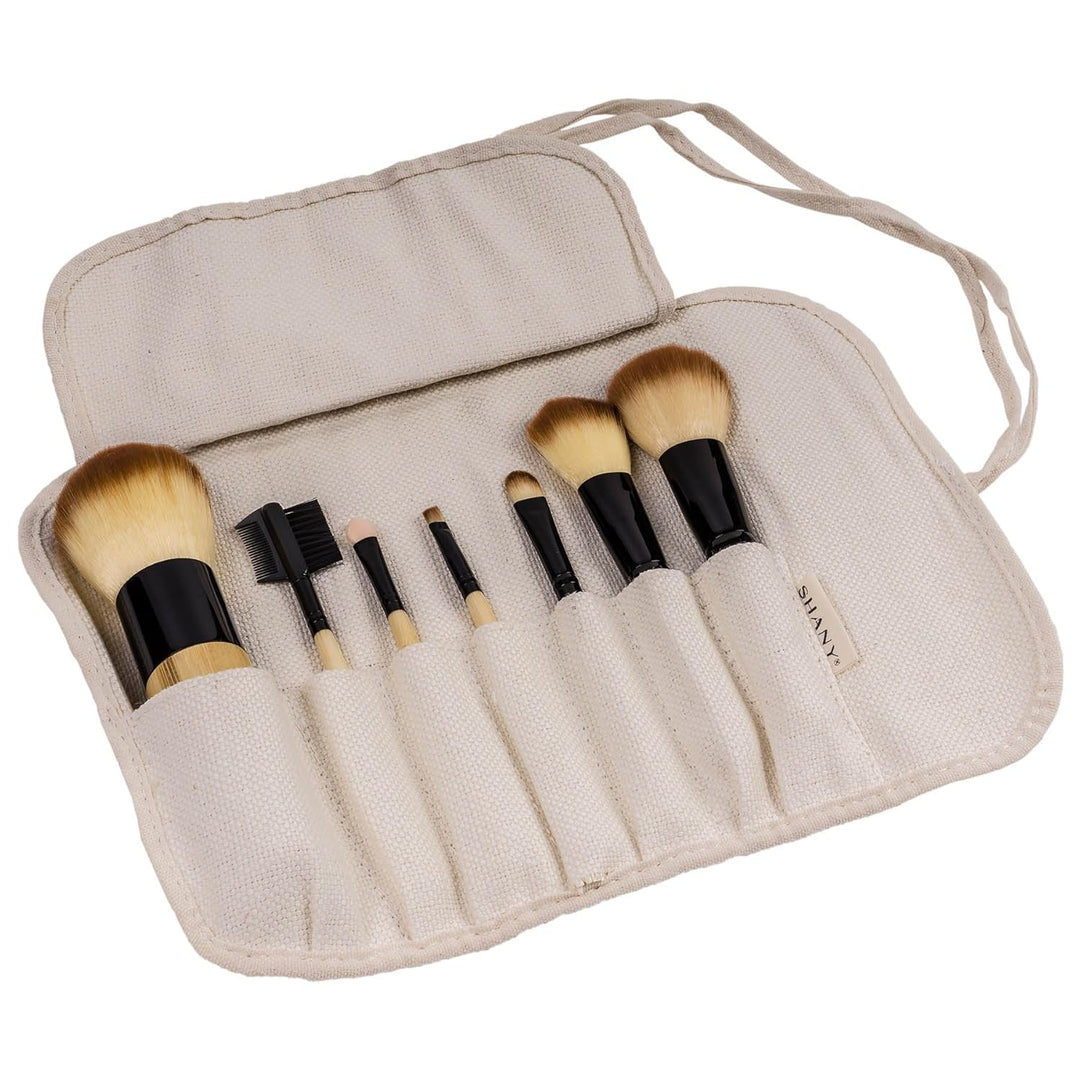 SHANY Bamboo Makeup Brush Set - Vegan Professional Makeup Brushes with Premium Synthetic Hair & Cotton Pouch for Easy Brush Storage - 7Pc - Absolute Discounts