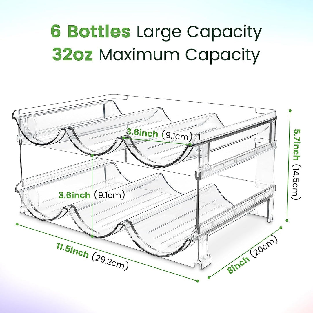 Water Bottle Organizer for Cabinet, Water Bottle Storage Organizer, 2 Packs Water Bottle Storage Rack, Water Bottle Holder for Cabinet, Stackable Water Bottle Storage Rack - Absolute Discounts