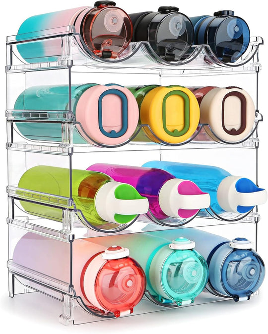 Water Bottle Organizer for Cabinet, Water Bottle Storage Organizer, 2 Packs Water Bottle Storage Rack, Water Bottle Holder for Cabinet, Stackable Water Bottle Storage Rack - Absolute Discounts