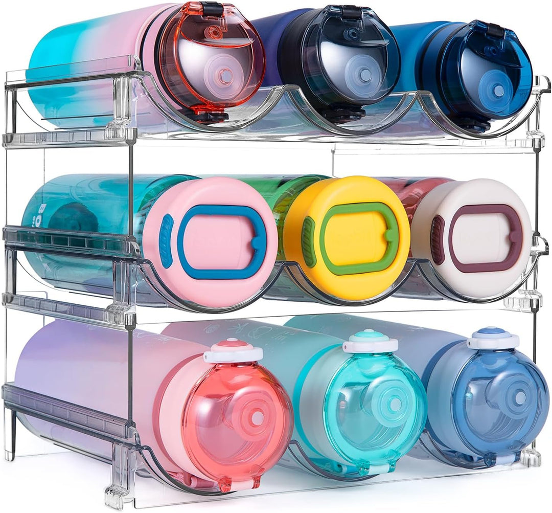 Water Bottle Organizer for Cabinet, Water Bottle Storage Organizer, 2 Packs Water Bottle Storage Rack, Water Bottle Holder for Cabinet, Stackable Water Bottle Storage Rack - Absolute Discounts
