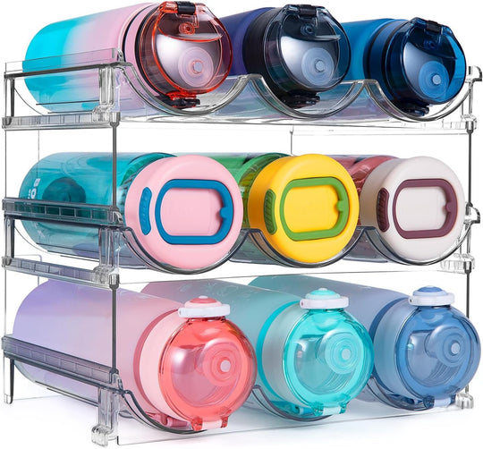 Water Bottle Organizer for Cabinet, Water Bottle Storage Organizer, 2 Packs Water Bottle Storage Rack, Water Bottle Holder for Cabinet, Stackable Water Bottle Storage Rack - Absolute Discounts