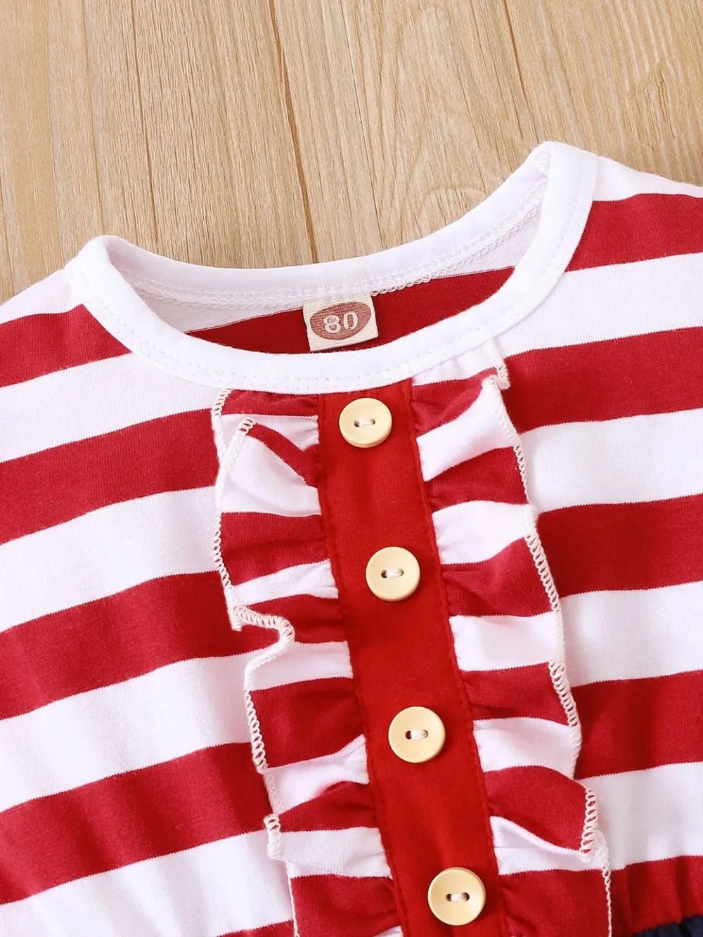 Striped & Stars Ruffled Round Neck Cap Sleeve Dress - Absolute Discounts