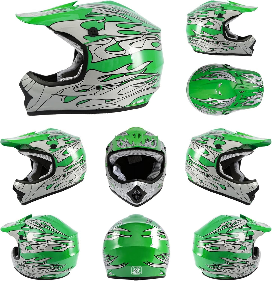TCMT Youth Kids Helmet Motocross ATV Dirtbike BMX MX Offroad Full Face Motorcycle Helmet Gloves Goggles Dot Approved - Absolute Discounts