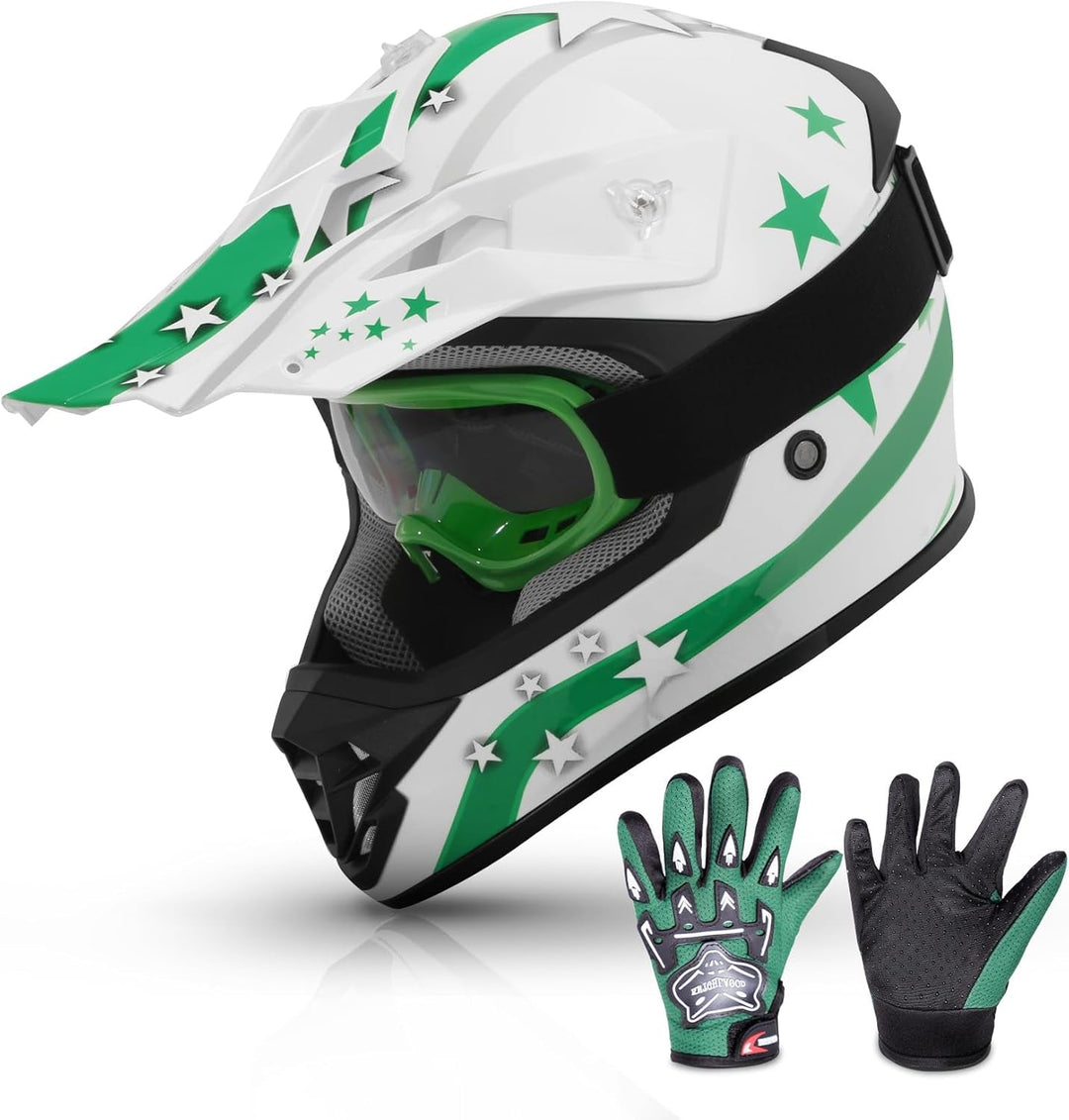 TCMT Youth Kids Helmet Motocross ATV Dirtbike BMX MX Offroad Full Face Motorcycle Helmet Gloves Goggles Dot Approved - Absolute Discounts