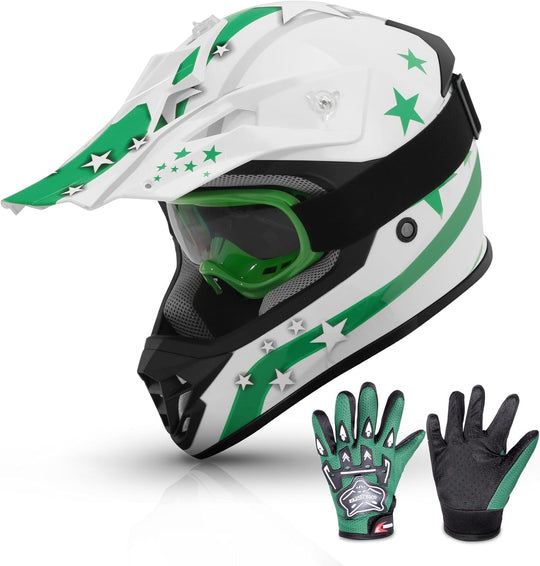 TCMT Youth Kids Helmet Motocross ATV Dirtbike BMX MX Offroad Full Face Motorcycle Helmet Gloves Goggles Dot Approved - Absolute Discounts