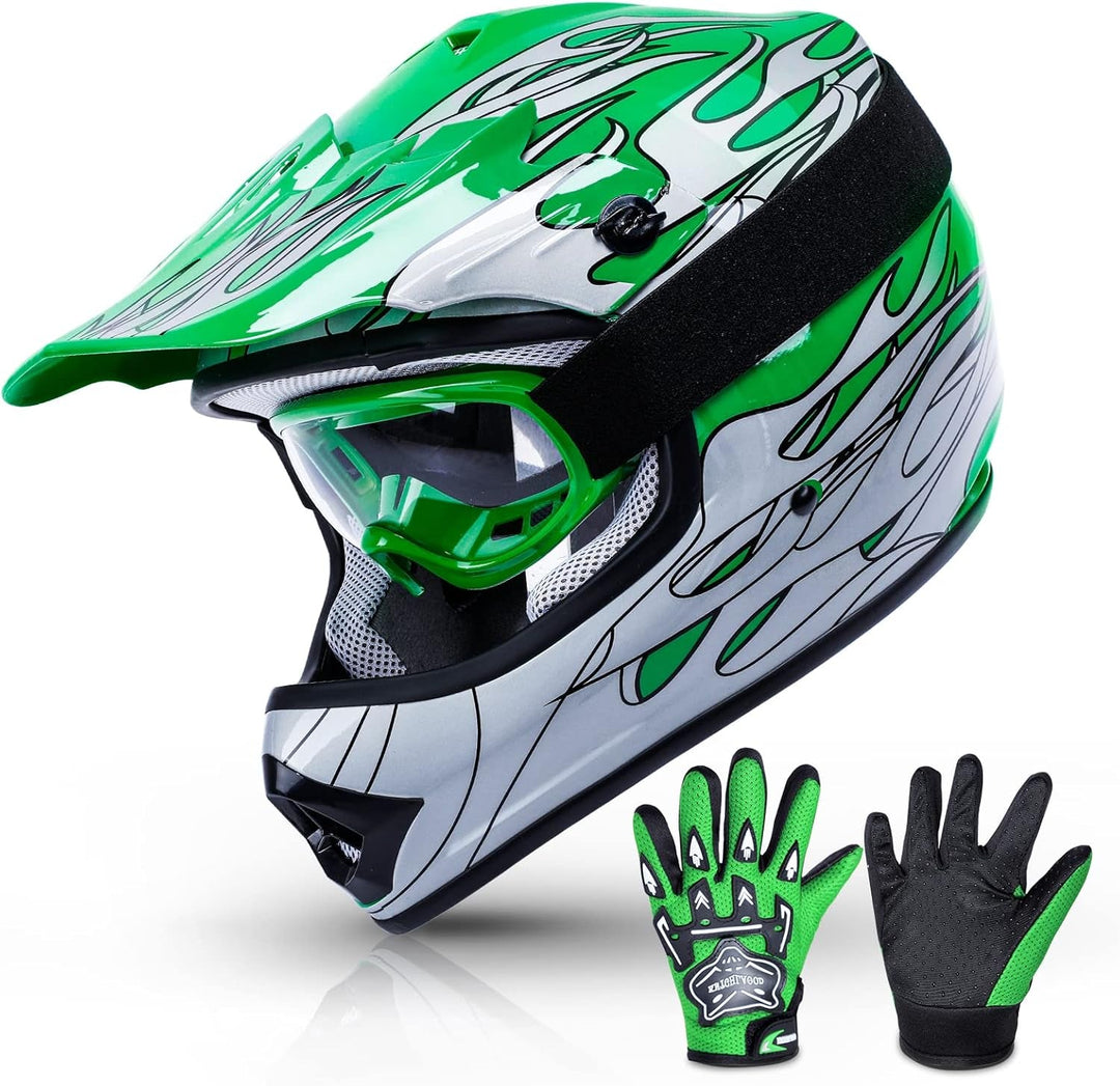TCMT Youth Kids Helmet Motocross ATV Dirtbike BMX MX Offroad Full Face Motorcycle Helmet Gloves Goggles Dot Approved - Absolute Discounts