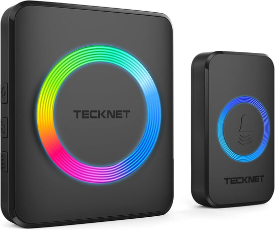 TECKNET Wireless Doorbell with 2 Plug - In Receivers, IP65 Waterproof Doorbells for Home, 1300Ft Operating Range, 60 Melodies & 5 Volume Levels of 0 - 120 Db, RGB Light for Hearing Impaired - Absolute Discounts