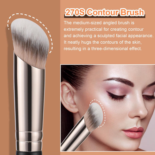 TEOYALL under Eye Concealer Brush, Angled Contour Brush Synthetic Kabuki Brush for Concealing Blending Setting Buffing with Liquid, Cream and Powder Cosmetic (270S) - Absolute Discounts