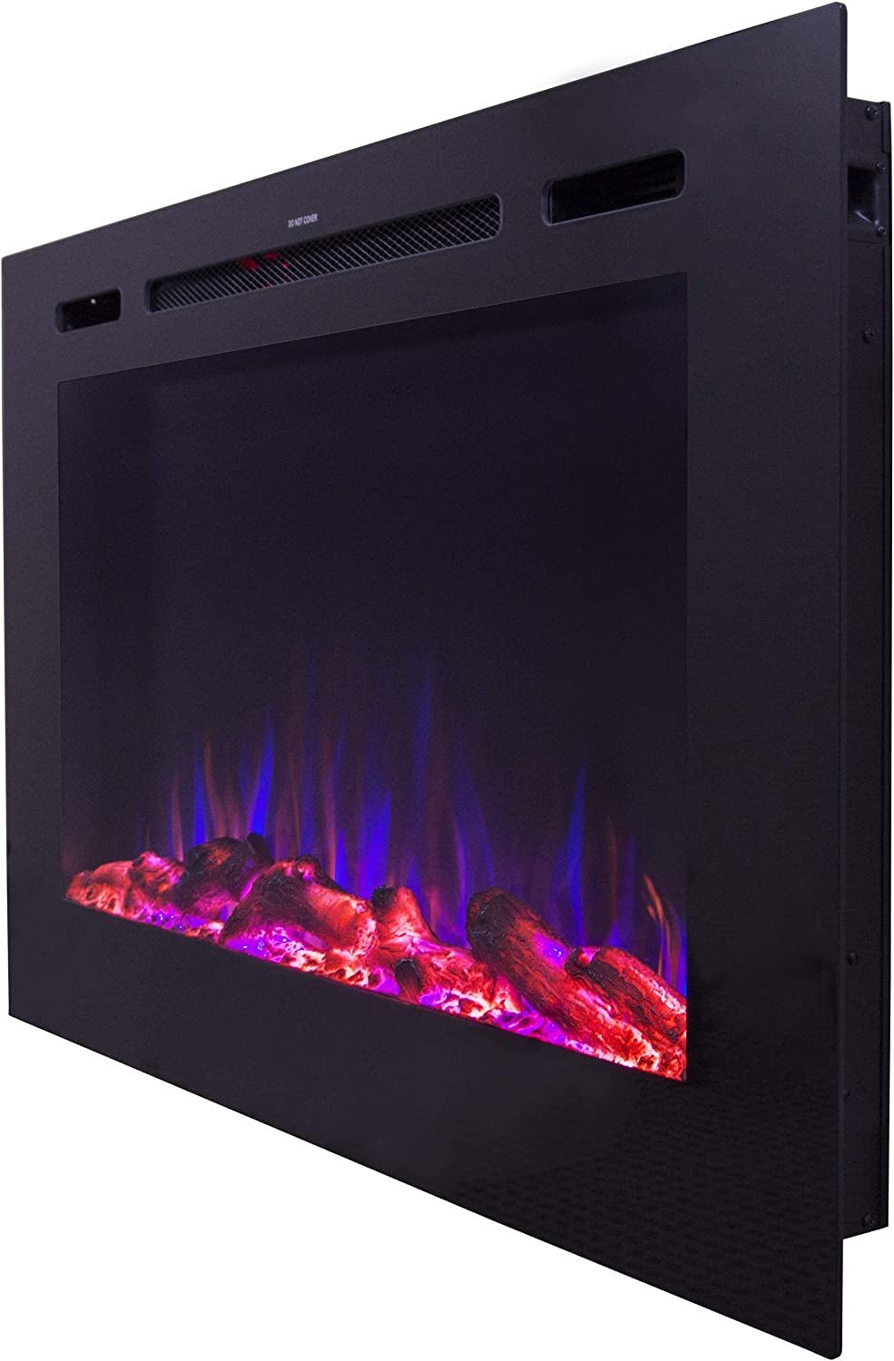 Touchstone Smart Electric Fireplace - The Forte 40" Recessed Mounted - 30 Realistic Ember Color/Flame Options - 1,500W Heater W/Thermostat - Black - Log & Crystal Hearth Options - Alexa/Wifi Enabled - Absolute Discounts