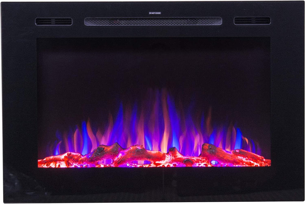 Touchstone Smart Electric Fireplace - The Forte 40" Recessed Mounted - 30 Realistic Ember Color/Flame Options - 1,500W Heater W/Thermostat - Black - Log & Crystal Hearth Options - Alexa/Wifi Enabled - Absolute Discounts