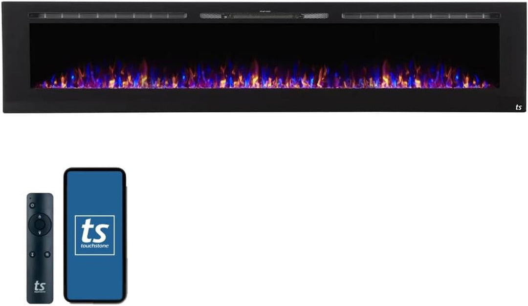 Touchstone Smart Electric Fireplace - The Forte 40" Recessed Mounted - 30 Realistic Ember Color/Flame Options - 1,500W Heater W/Thermostat - Black - Log & Crystal Hearth Options - Alexa/Wifi Enabled - Absolute Discounts