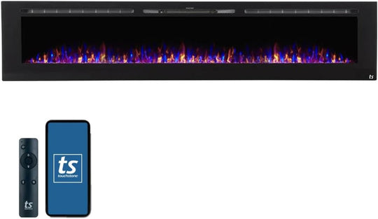 Touchstone Smart Electric Fireplace - The Forte 40" Recessed Mounted - 30 Realistic Ember Color/Flame Options - 1,500W Heater W/Thermostat - Black - Log & Crystal Hearth Options - Alexa/Wifi Enabled - Absolute Discounts