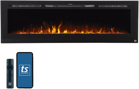 Touchstone Smart Electric Fireplace - The Forte 40" Recessed Mounted - 30 Realistic Ember Color/Flame Options - 1,500W Heater W/Thermostat - Black - Log & Crystal Hearth Options - Alexa/Wifi Enabled - Absolute Discounts