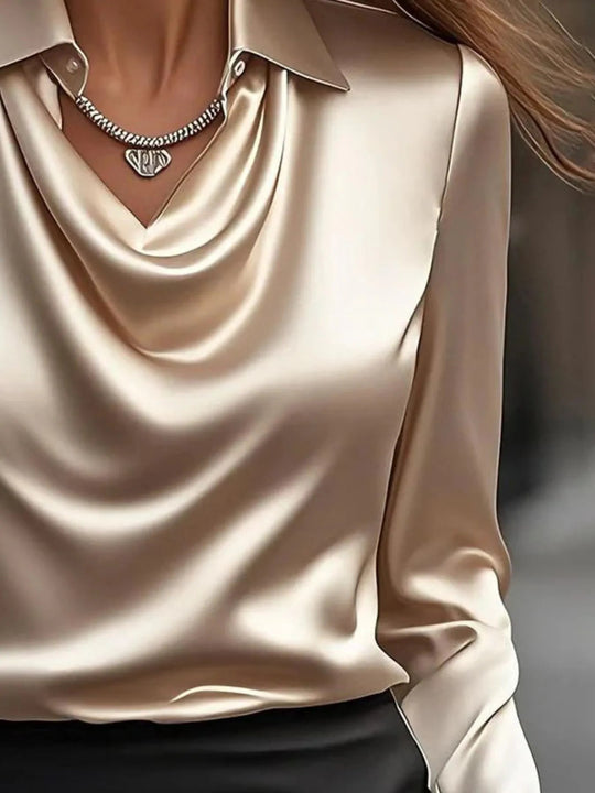 Full Size Long Sleeve Blouse with Collar Plus Size - Absolute Discounts