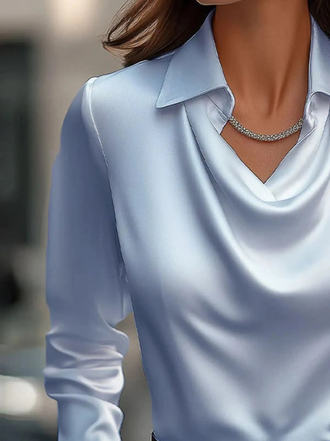 Full Size Long Sleeve Blouse with Collar Plus Size - Absolute Discounts