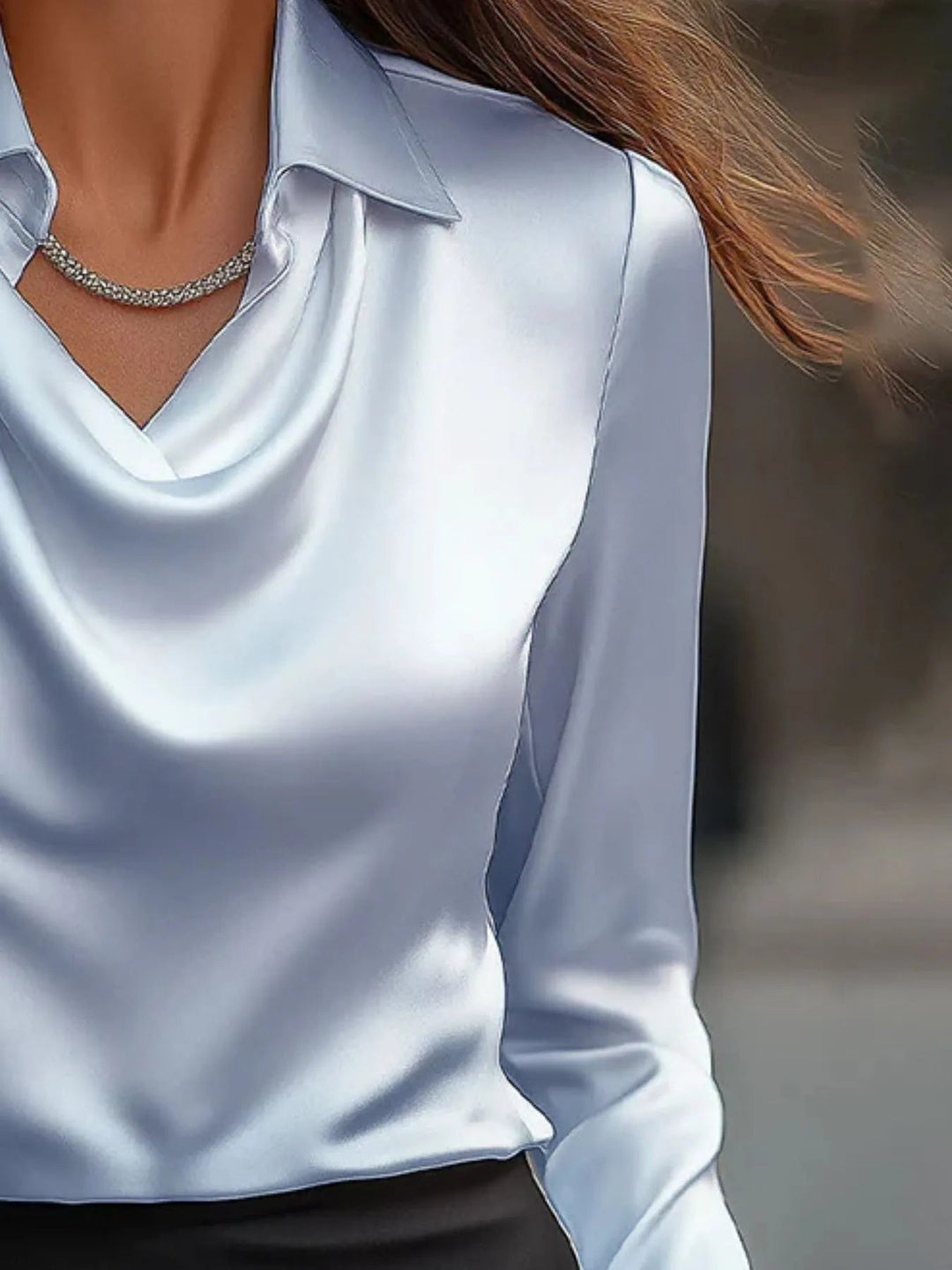 Full Size Long Sleeve Blouse with Collar Plus Size - Absolute Discounts