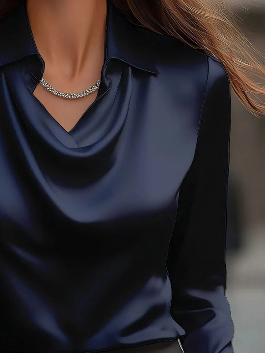 Full Size Long Sleeve Blouse with Collar Plus Size - Absolute Discounts
