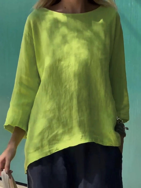Full Size Round Neck Relaxed Fit Blouse Plus Size - Absolute Discounts