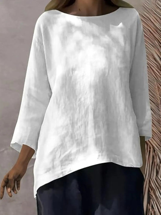 Full Size Round Neck Relaxed Fit Blouse Plus Size - Absolute Discounts