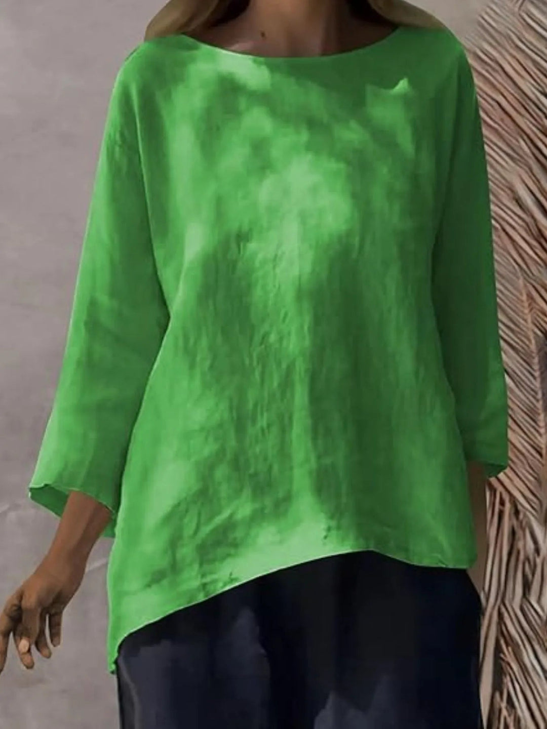 Full Size Round Neck Relaxed Fit Blouse Plus Size - Absolute Discounts