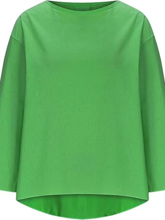 Full Size Round Neck Relaxed Fit Blouse Plus Size - Absolute Discounts
