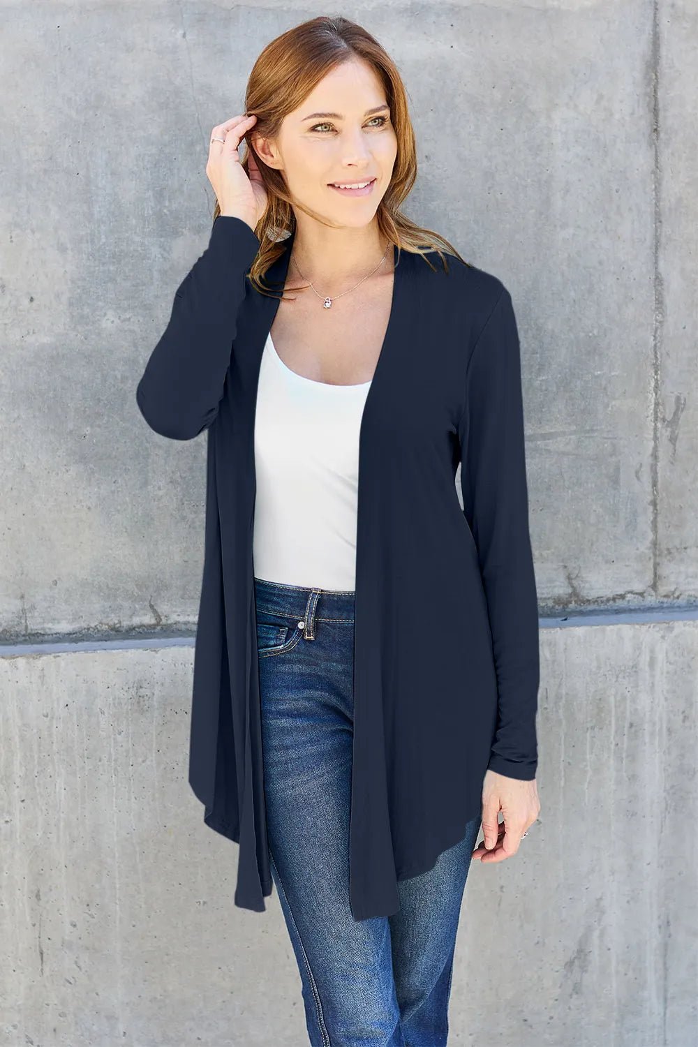 Basic Bae Full Size Open Front Long Sleeve Cardigan - Absolute Discounts