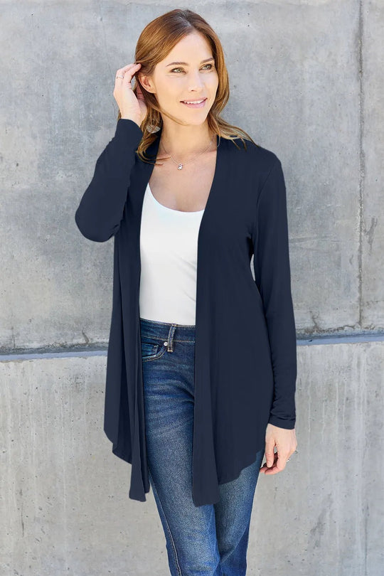 Basic Bae Full Size Open Front Long Sleeve Cardigan - Absolute Discounts