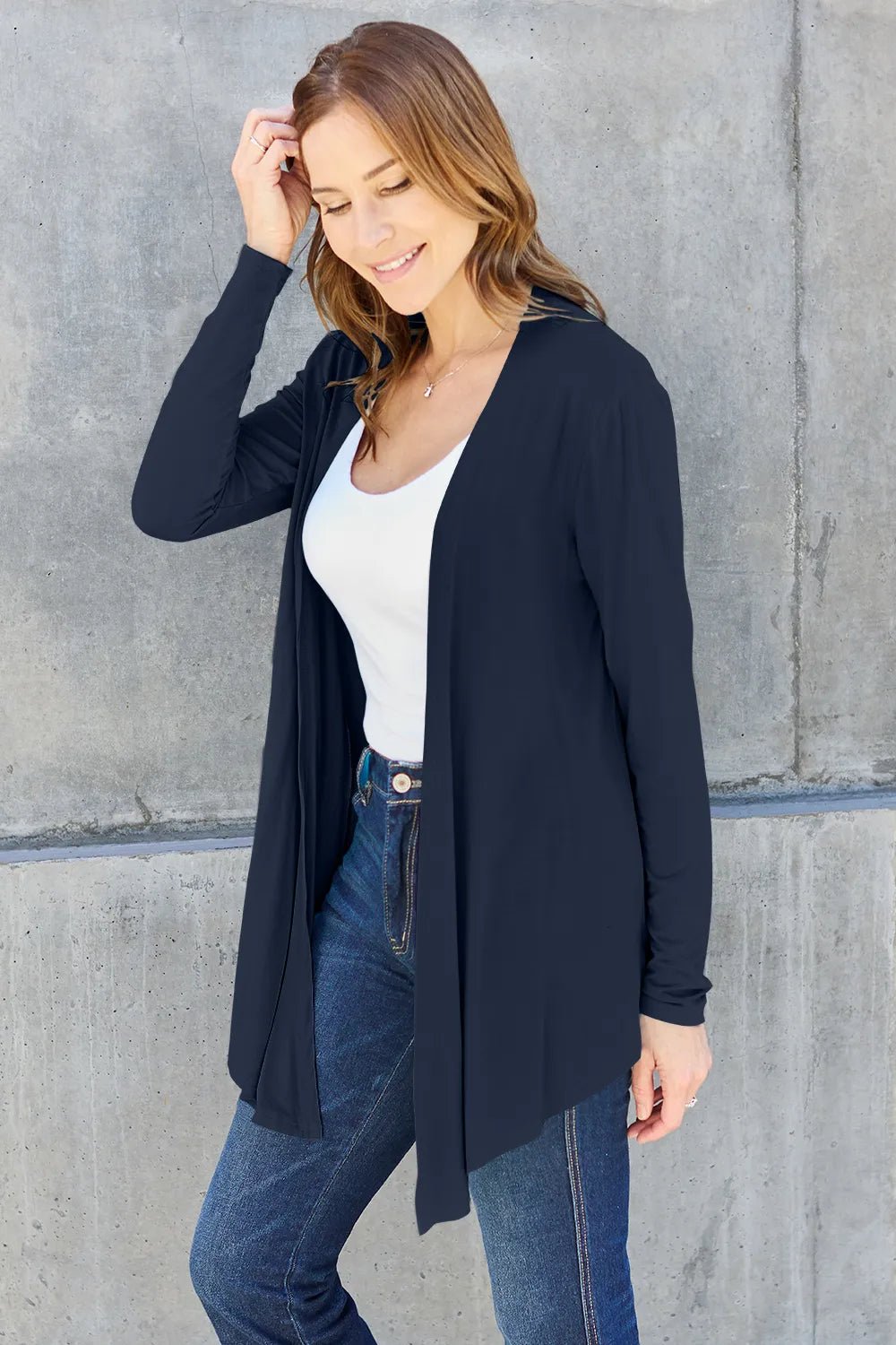 Basic Bae Full Size Open Front Long Sleeve Cardigan - Absolute Discounts