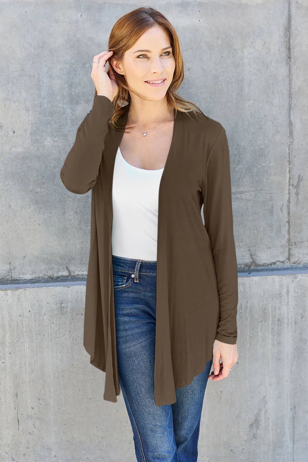 Basic Bae Full Size Open Front Long Sleeve Cardigan - Absolute Discounts