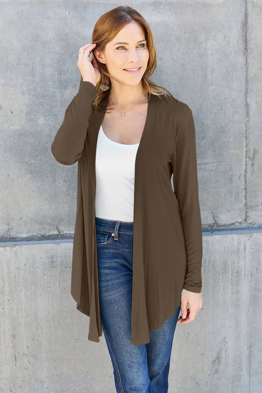 Basic Bae Full Size Open Front Long Sleeve Cardigan - Absolute Discounts