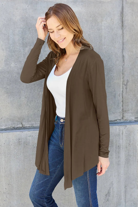 Basic Bae Full Size Open Front Long Sleeve Cardigan - Absolute Discounts