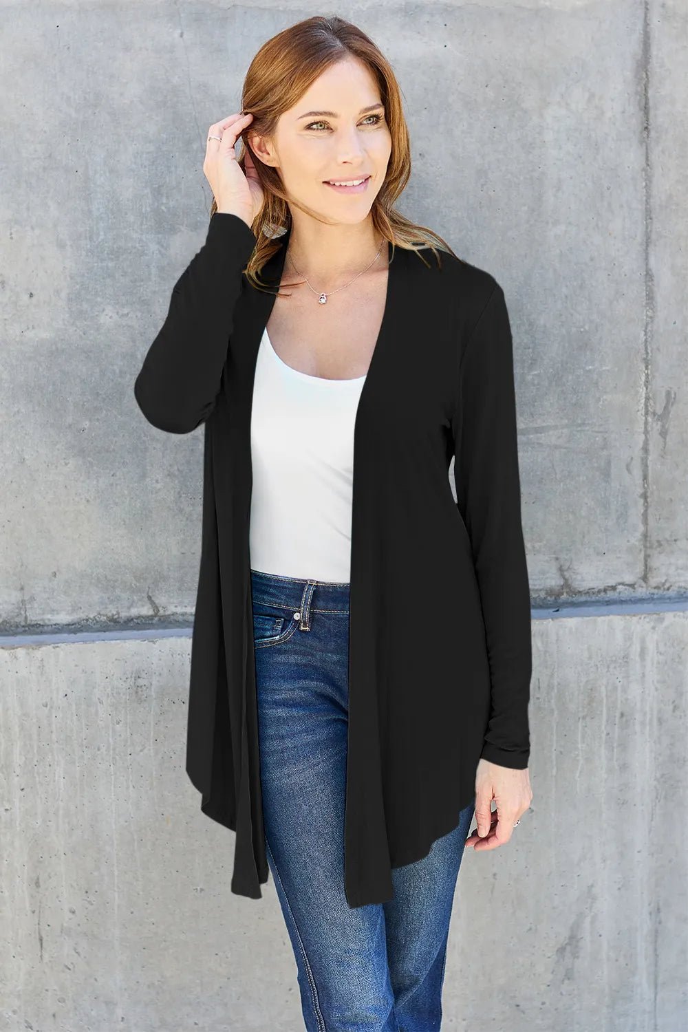 Basic Bae Full Size Open Front Long Sleeve Cardigan - Absolute Discounts