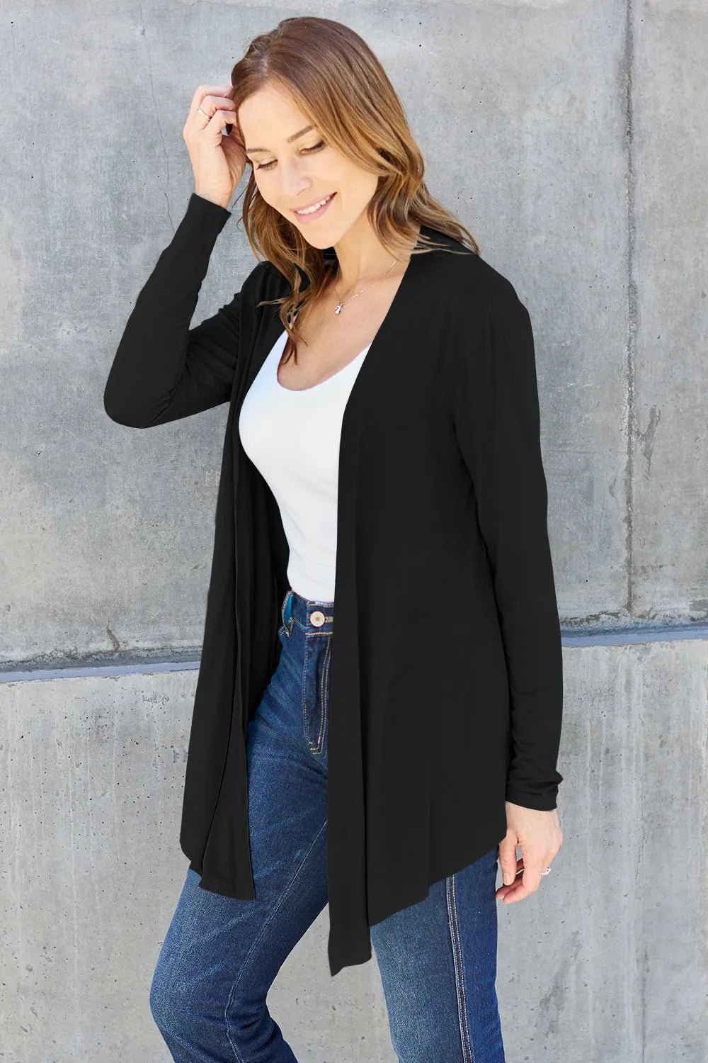 Basic Bae Full Size Open Front Long Sleeve Cardigan - Absolute Discounts