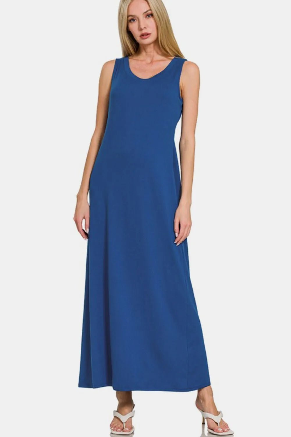 Zenana Scoop Neck Wide Strap Tank Dress - Absolute Discounts