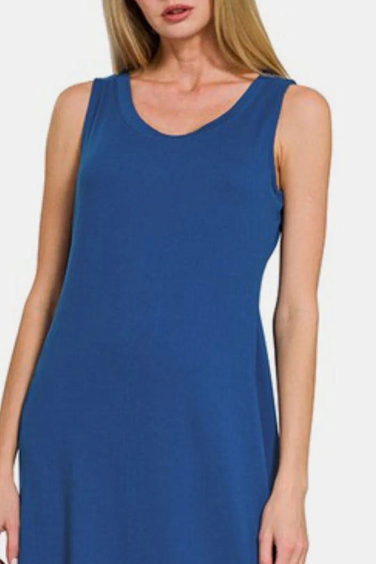 Zenana Scoop Neck Wide Strap Tank Dress - Absolute Discounts
