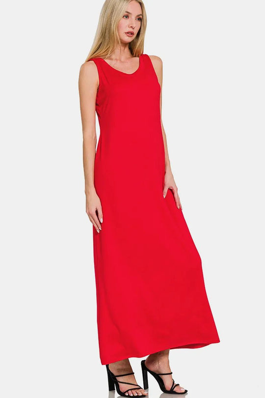 Zenana Scoop Neck Wide Strap Tank Dress - Absolute Discounts