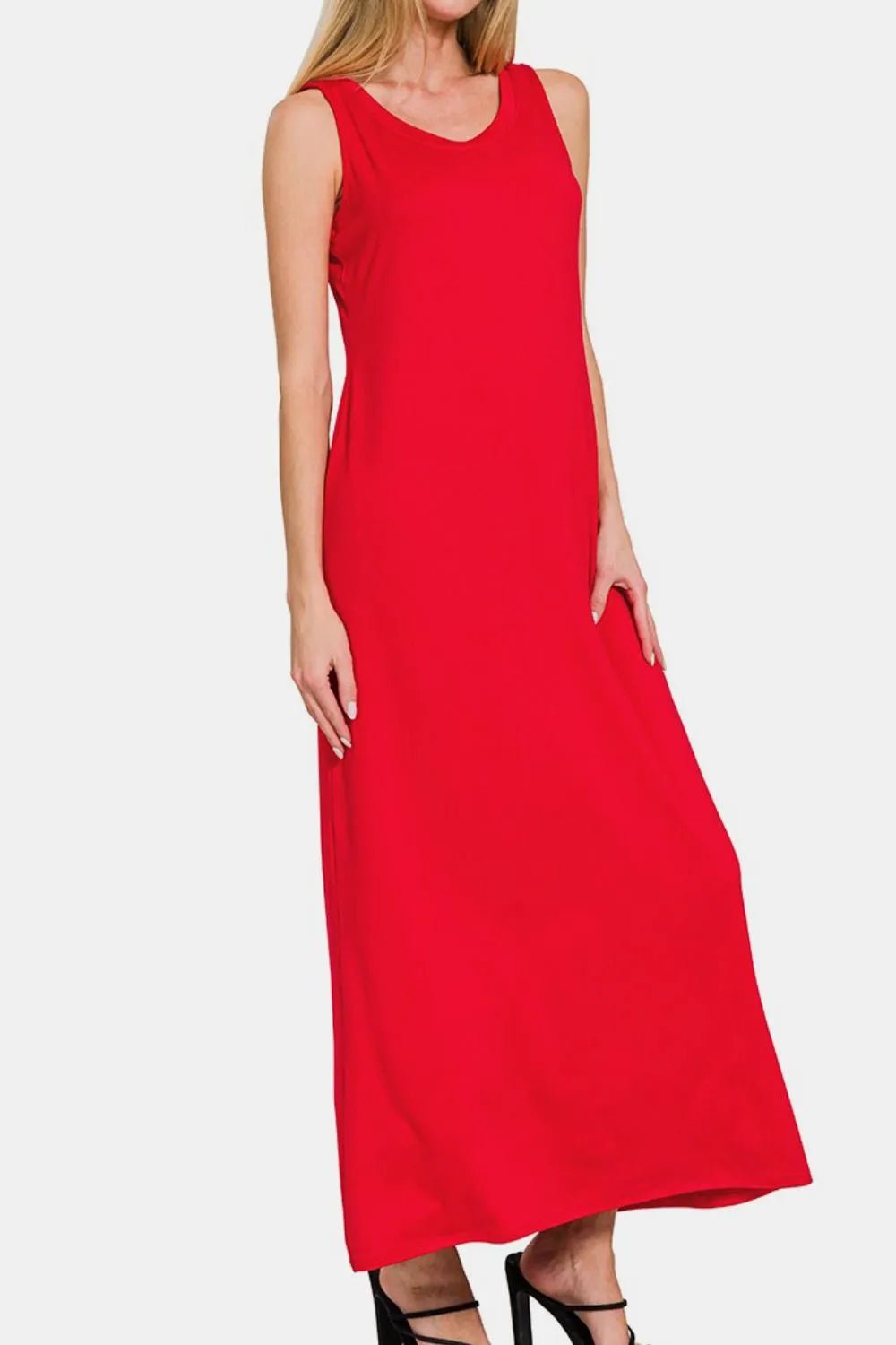 Zenana Scoop Neck Wide Strap Tank Dress - Absolute Discounts