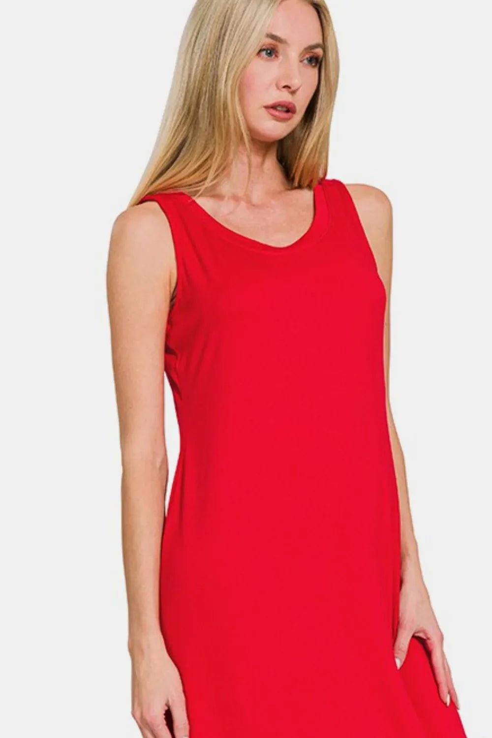 Zenana Scoop Neck Wide Strap Tank Dress - Absolute Discounts