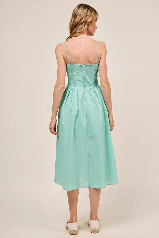 SO ME Smocked Sleeveless Casual Everyday Dress With Slit - Absolute Discounts