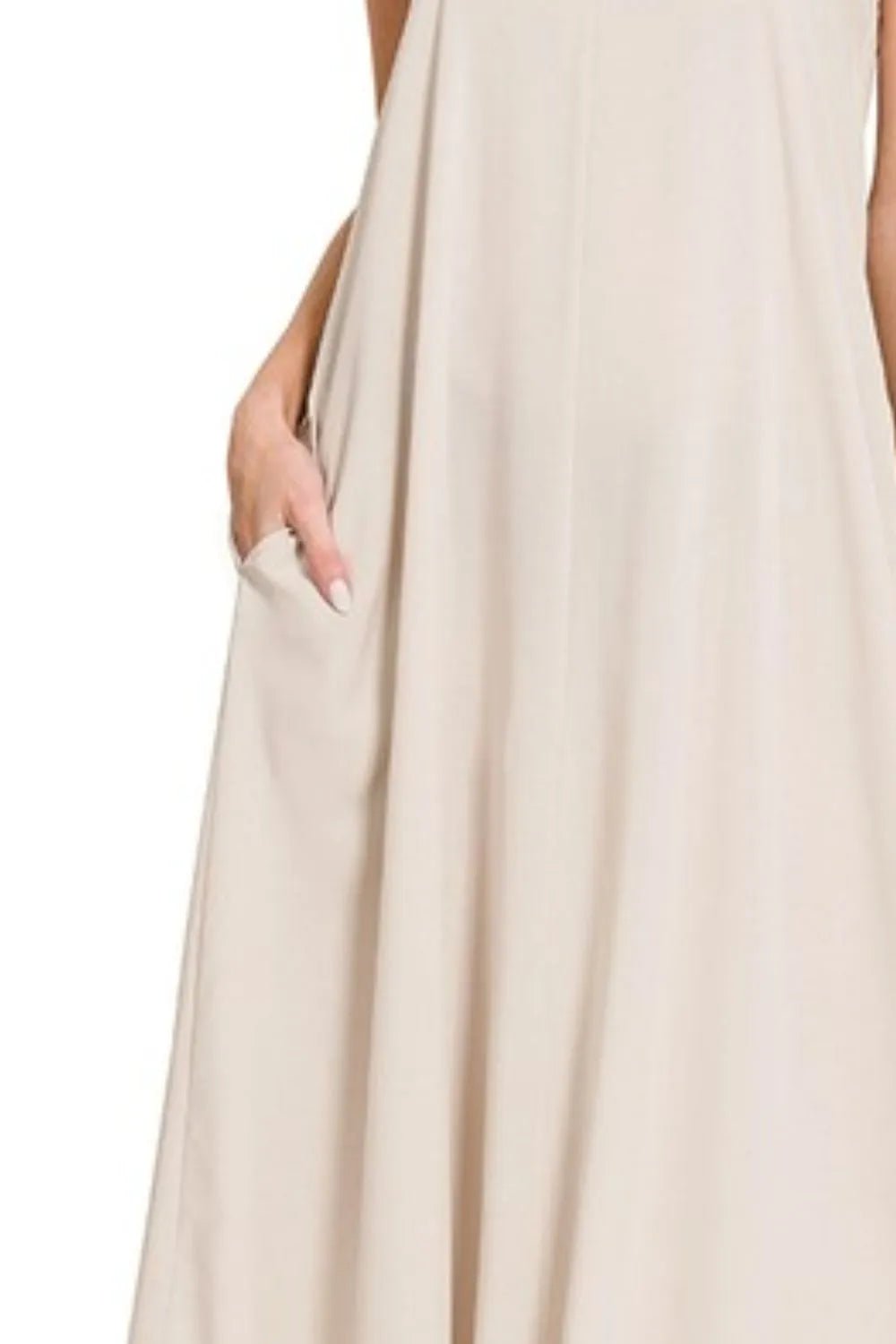 Zenana Woven Arc Hem Cami Dress With Flowy Pockets - Absolute Discounts