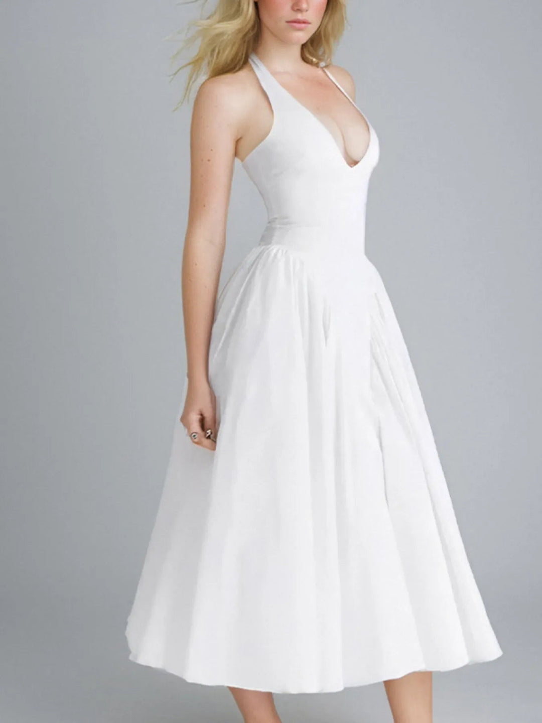 Full Size Ruched Halter Neck Midi Dress Plus Size - Absolute Discounts