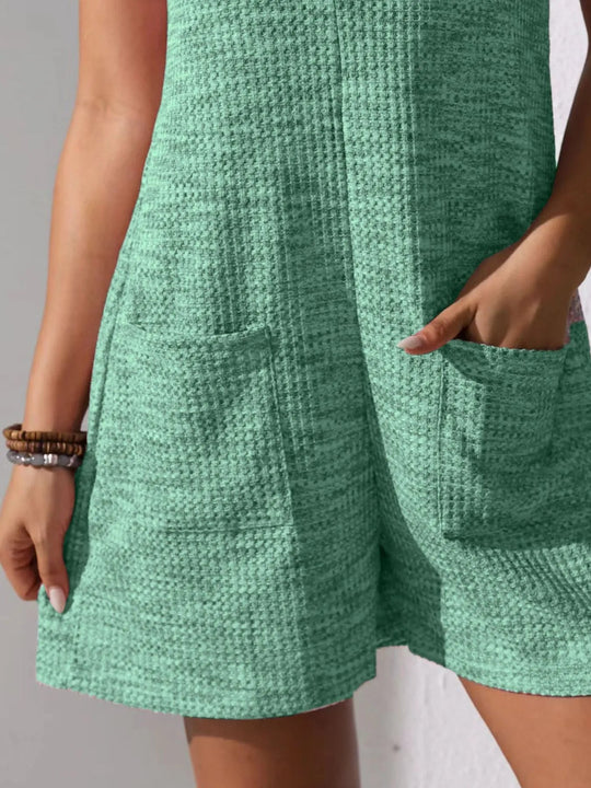 Full Size Button Front Romper with Pockets Plus Size - Absolute Discounts