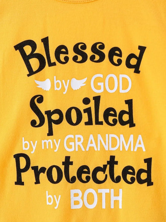 Children's Round Neck Letter Graphic T-Shirt and Distressed Jeans Set - Absolute Discounts
