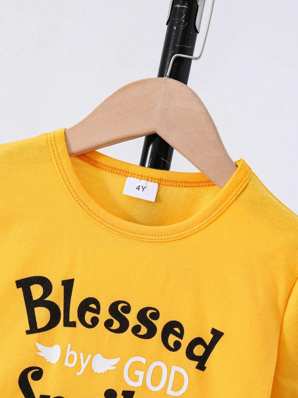 Children's Round Neck Letter Graphic T-Shirt and Distressed Jeans Set - Absolute Discounts