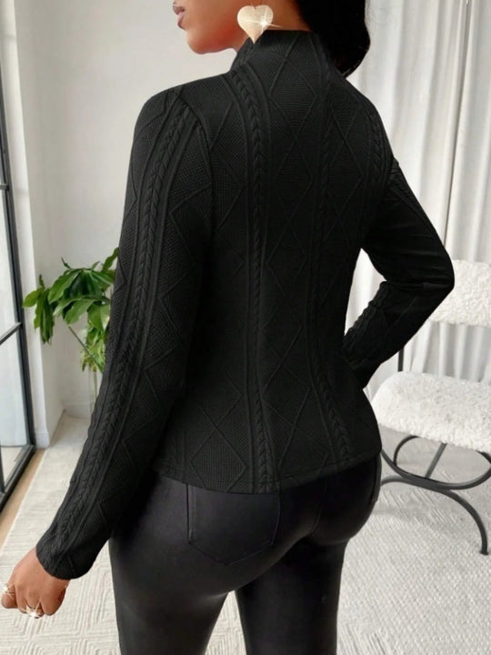 Textured Button Up Long Sleeve Jacket - Absolute Discounts