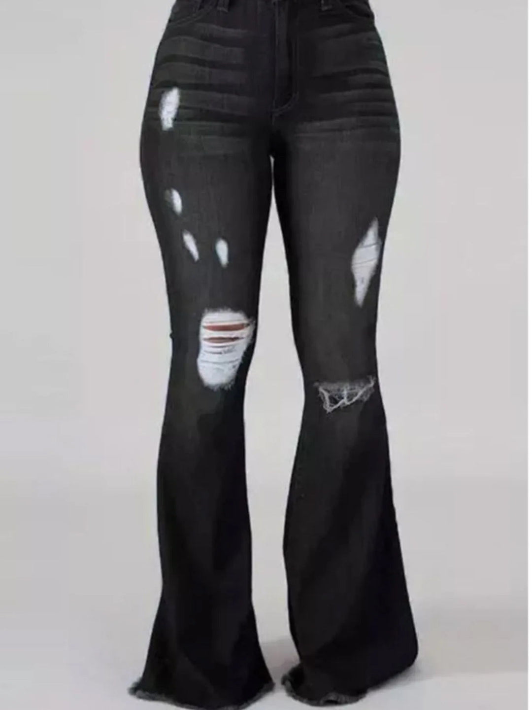 Full Size Distressed Raw Hem Flare Jeans Plus Size - Absolute Discounts
