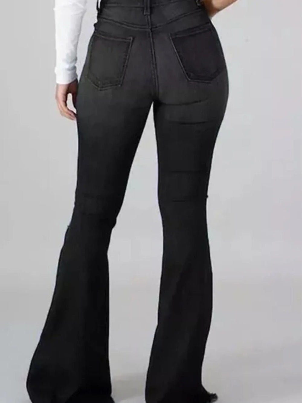 Full Size Distressed Raw Hem Flare Jeans Plus Size - Absolute Discounts