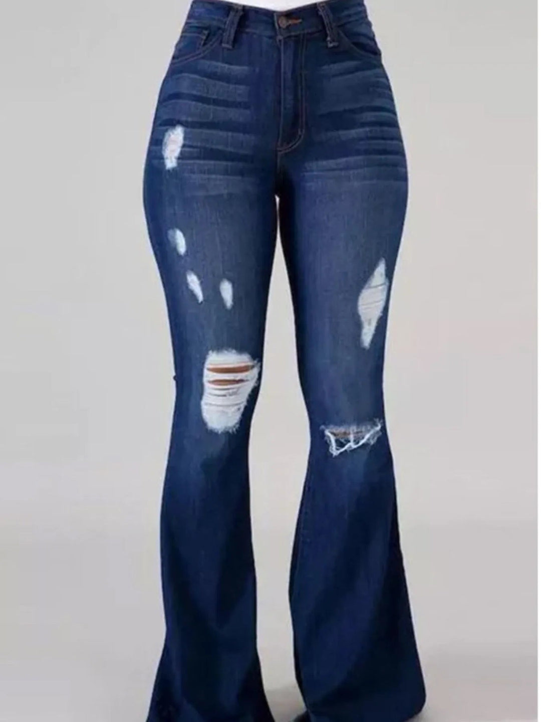 Full Size Distressed Raw Hem Flare Jeans Plus Size - Absolute Discounts