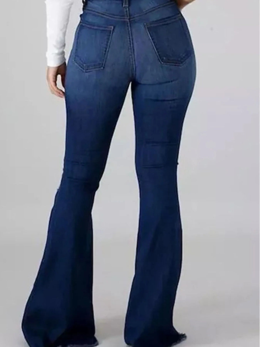 Full Size Distressed Raw Hem Flare Jeans Plus Size - Absolute Discounts